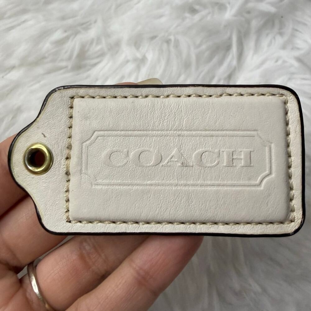 2.5" COACH Ivory Fob Bag Charm Hang tag Hangtag
